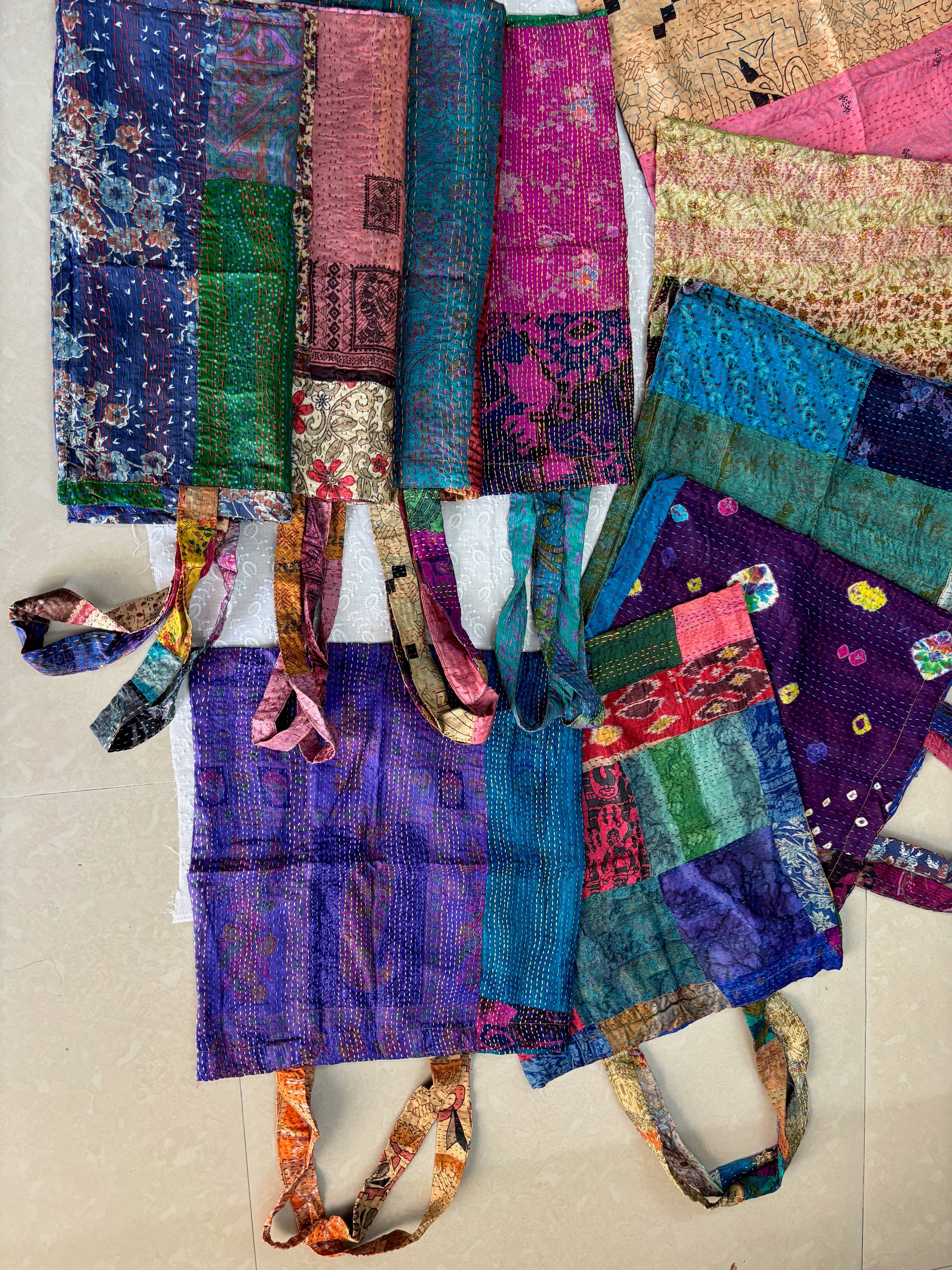 Meghcraft - Wholesale Tote Bag - Women's - SIlk Kantha Tote Bags-Reversible Silk Kantha Shopping Bags11