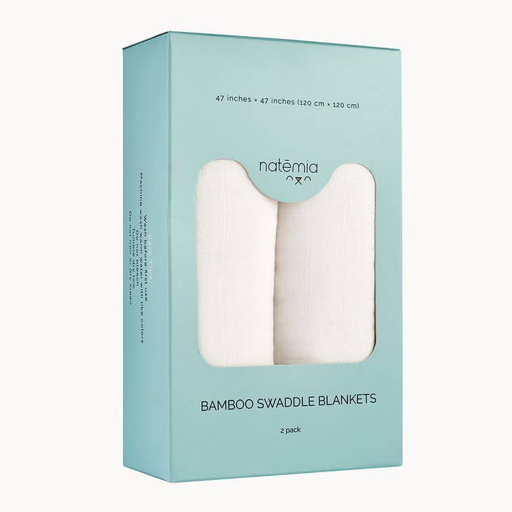 Natemia - Wholesale Swaddle - Baby - Muslin Bamboo Swaddle Blankets in White - 2 pack