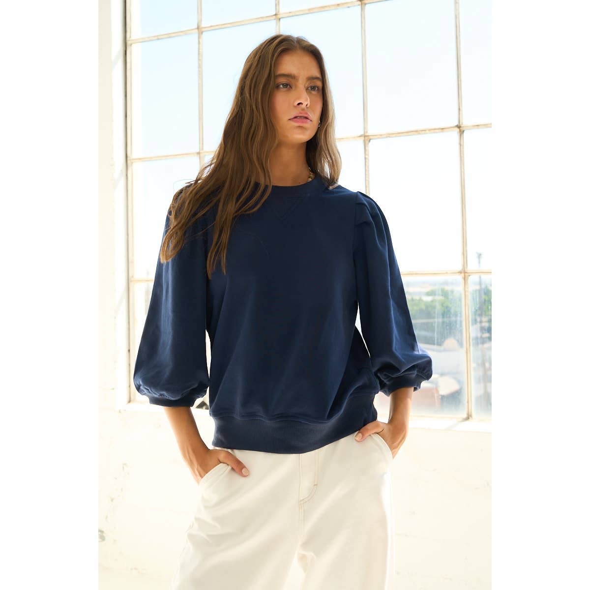 The GREii - Wholesale Sweatshirt - Women's - Premium French Terry Puff Sleeve Pullover9