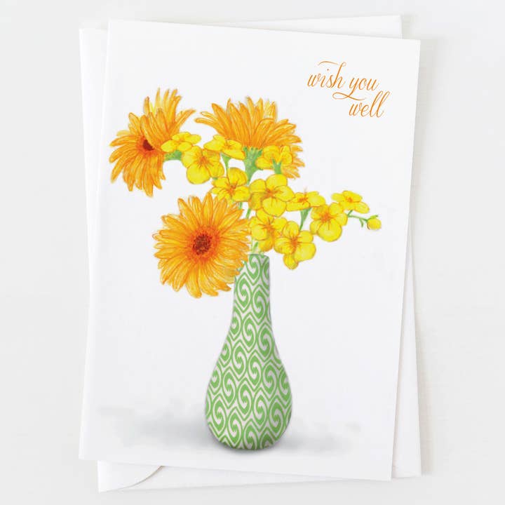 Wish You Well Daisies Greeting Card C_1319 for wholesale by Ann Scott Design