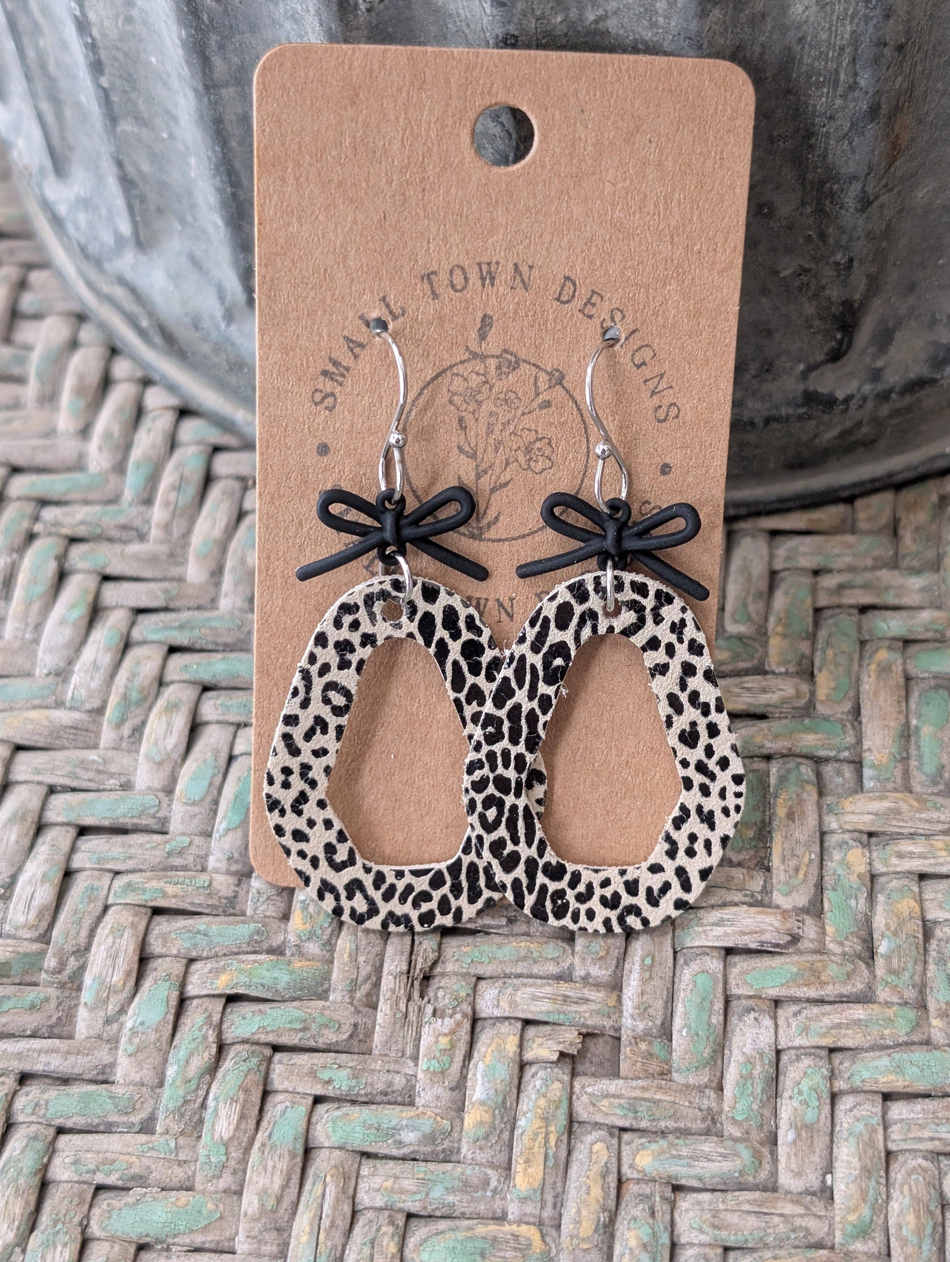 Small Town Designs - Wholesale Dangle Earrings - Jungle Leopard Bow Dangles1