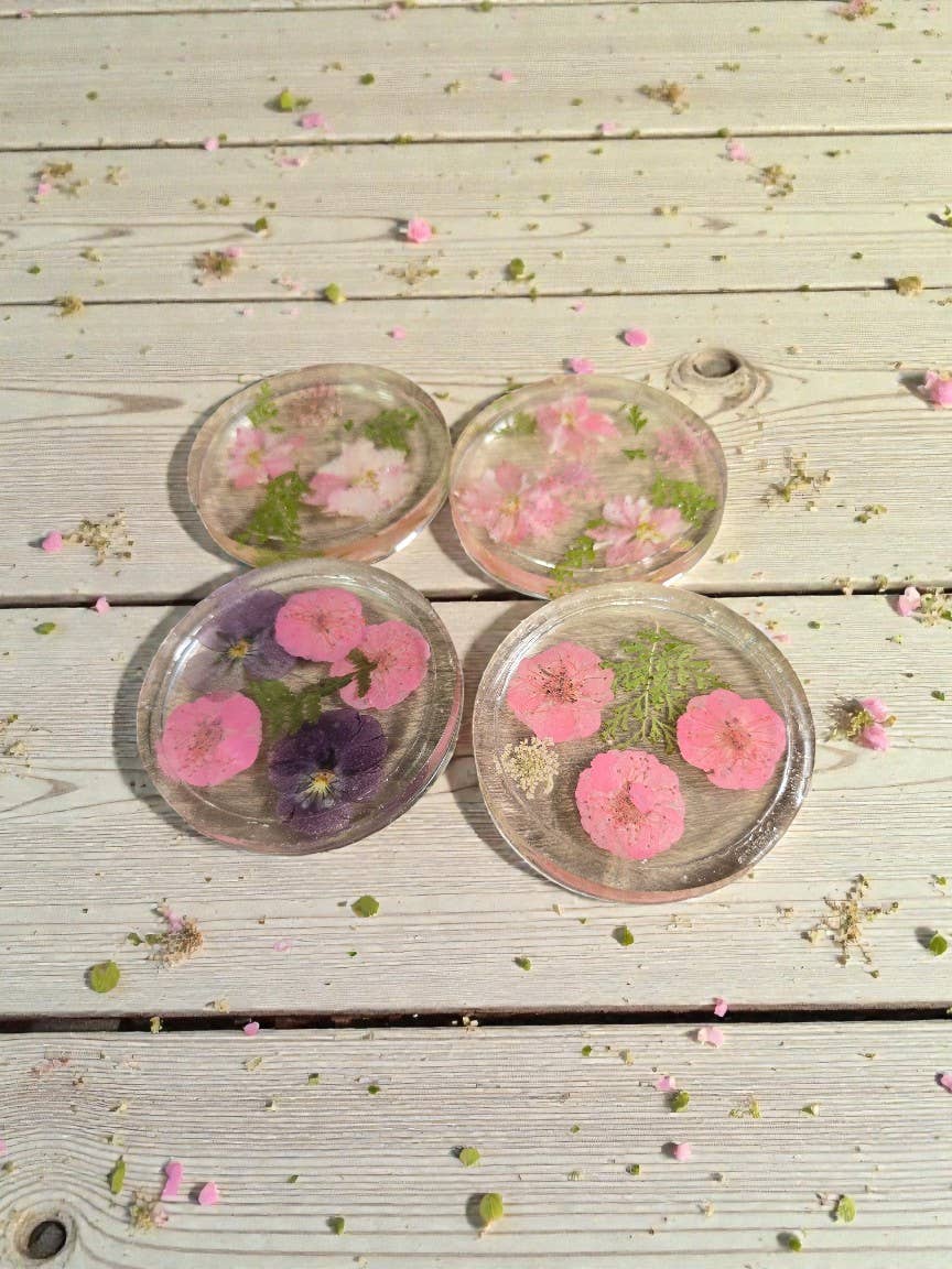 Ciao Bella Jewelry Inc – wholesale Underlägg – Pressade blomunderlägg med riktiga blommor, set om fyra12