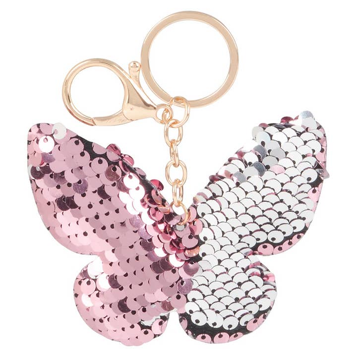 La Luna Bella - Toys - Wholesale Keychain - Kids - 3" FLIP SEQUIN BUTTERFLY KEYCHAIN LLB Keychain