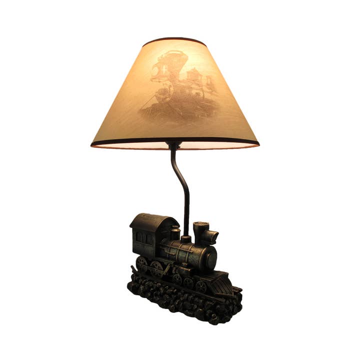 Steam Train Engine Table Lamp with Shade for wholesale by Zeckos