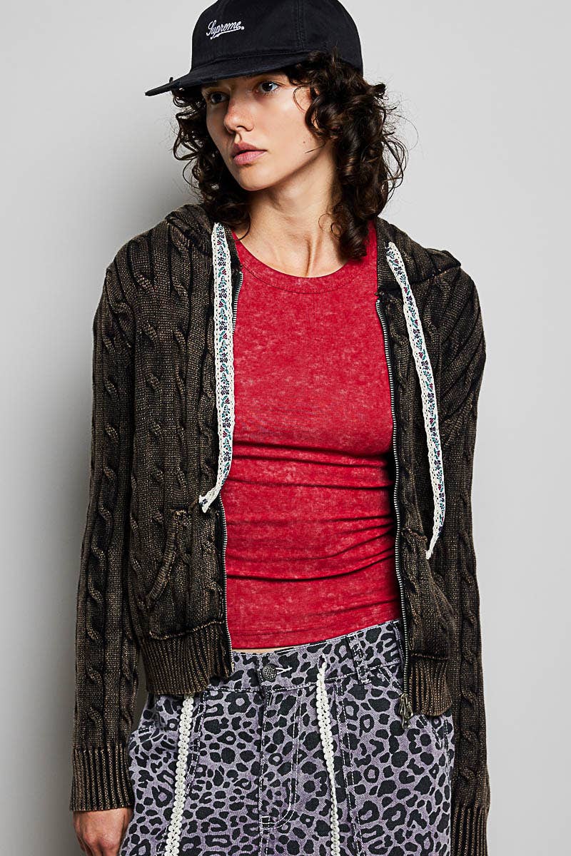 Pol Clothing - Wholesale Hoodie - Women's - Full Sleeve Solid Acrylic Sweater Hoodie Zip Up Knit Top28