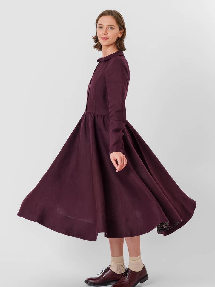 Son de Flor - Wholesale Dress - Women's - Classic Dress, Long Sleeve, Twill Linen3