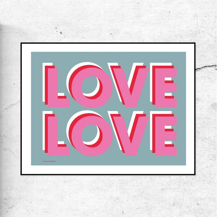 Love Love - Typographic Art Print for wholesale by DOODLE MOO LTD
