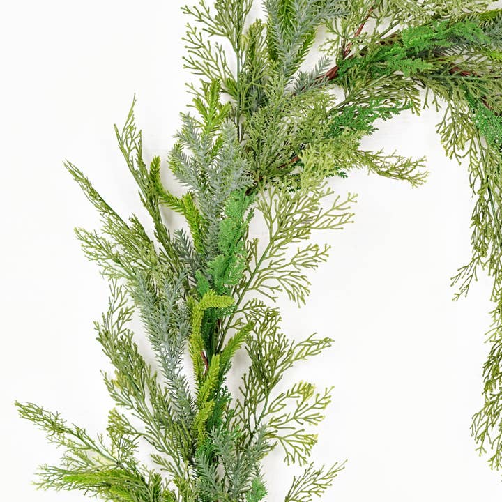 Impressive Enterprises, Inc. - Wholesale Bunting/Garland - 510781- 5ft Garland-Mix Real Touch Cedar and Norfolk Pines-1