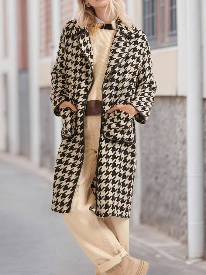 CWOCO1270_HOUNDSTOOTH LOOSE LONG TRENCH COAT WOOLEN COAT and other Purchase Wholesale houndstooth coat. Free Returns & Net 60 Terms on Faire trending on Faire.