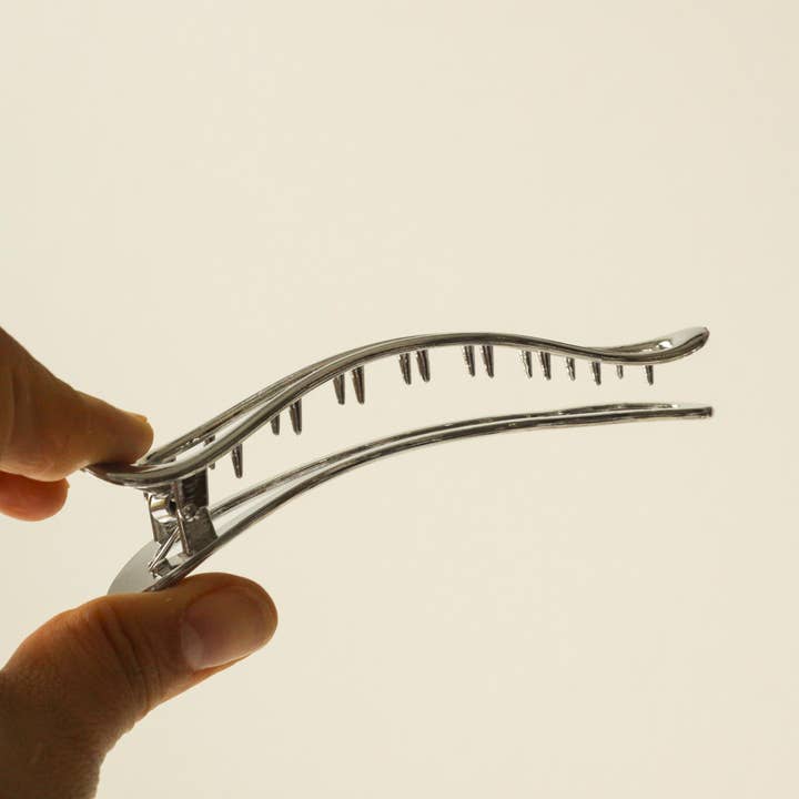 nar'sha - Wholesale Hair Clip - Women's - Long Metal Hair Claw Clip | Silver