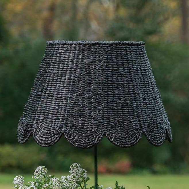 Twisted Seagrass Lampshade with Scalloped Bottom in Black for wholesale by Maison Maison Design