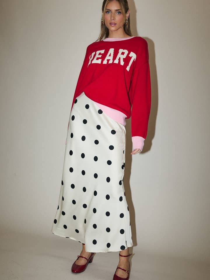 Sunday Edition by LE LIS - Wholesale Skirt - Women's - SATIN MIDI SKIRT WITH ELASTIC WAIST IN POLKA DOT13