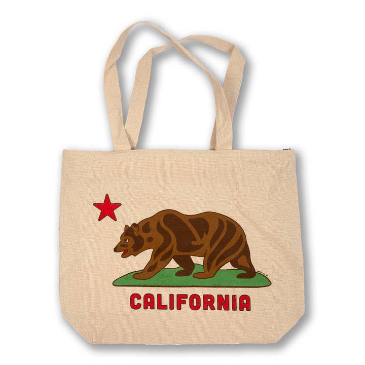 Cali Flag Zipper Tote Bag for wholesale by Transit Tees