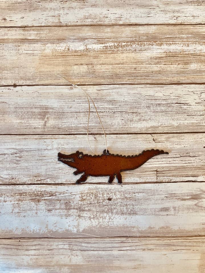 Alligator Sea Life Rustic Metal Ornament for wholesale by Universal Ironworks USA