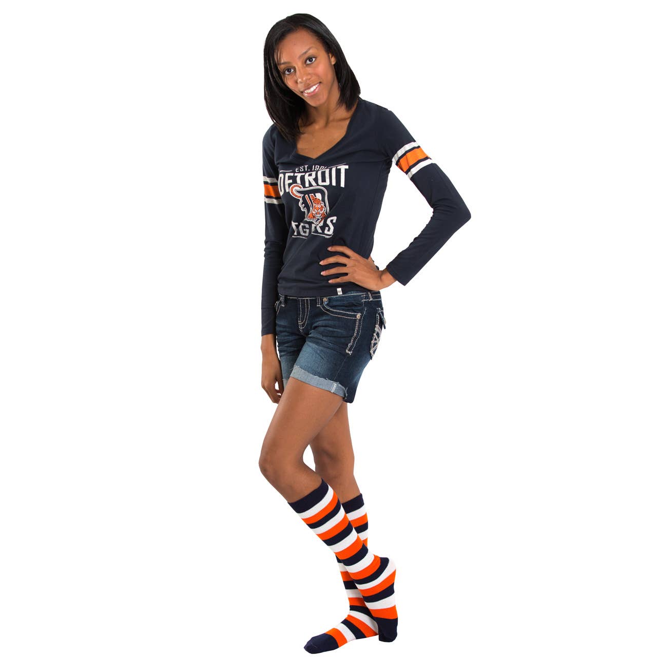 Chrissy's Socks - Wholesale Socks - Women's - Navy/White/Orange Striped Socks1