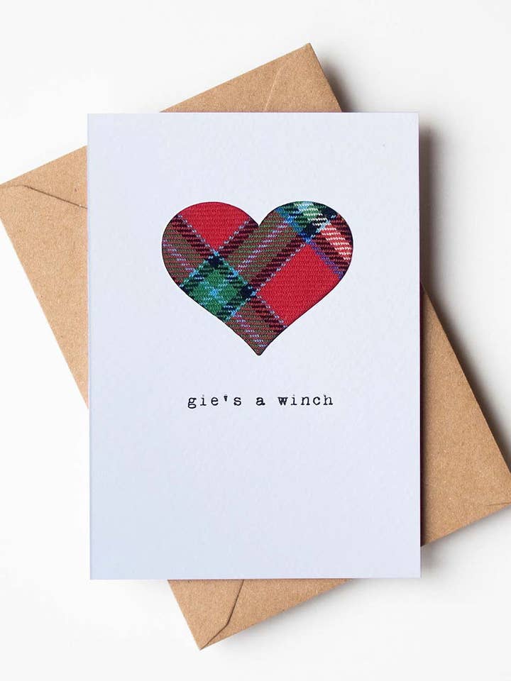 Gie's A Winch | Scottish Greeting Card | Real Tartan | for wholesale by Hiya Pal