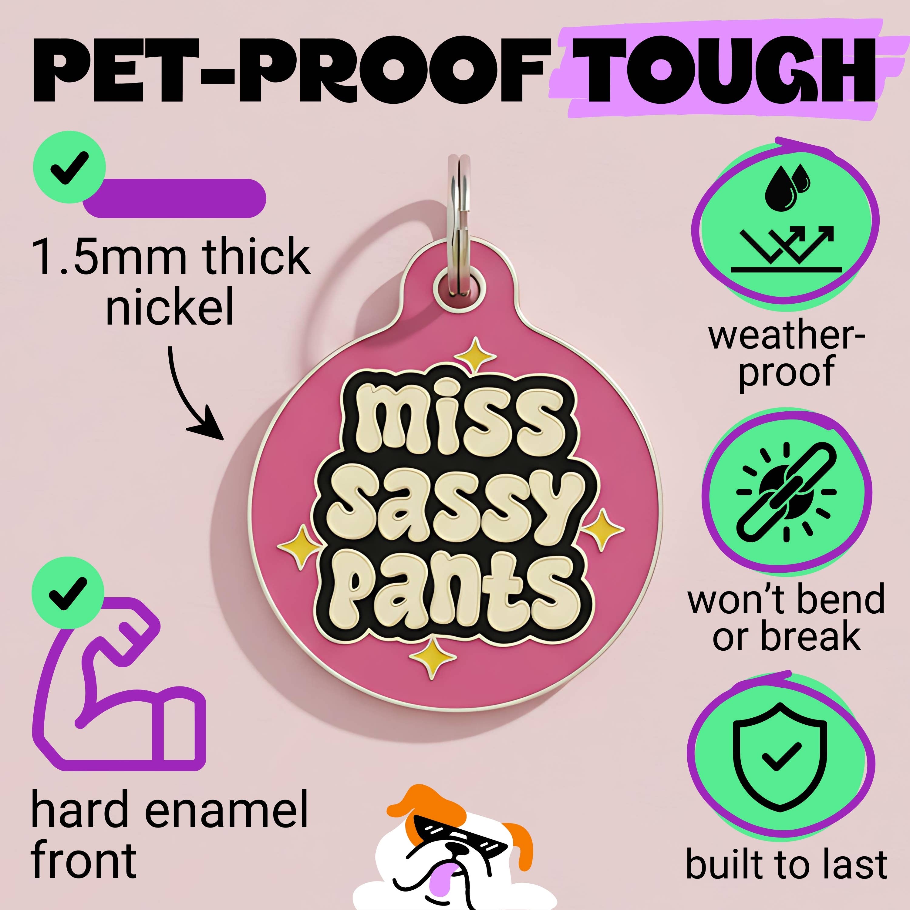 Bad Tags - Venta al por mayor Chapa de identificación - Perros - Placa de Perro de Esmalte con ID de Mascota Escaneable - Señorita Sassy Pants3