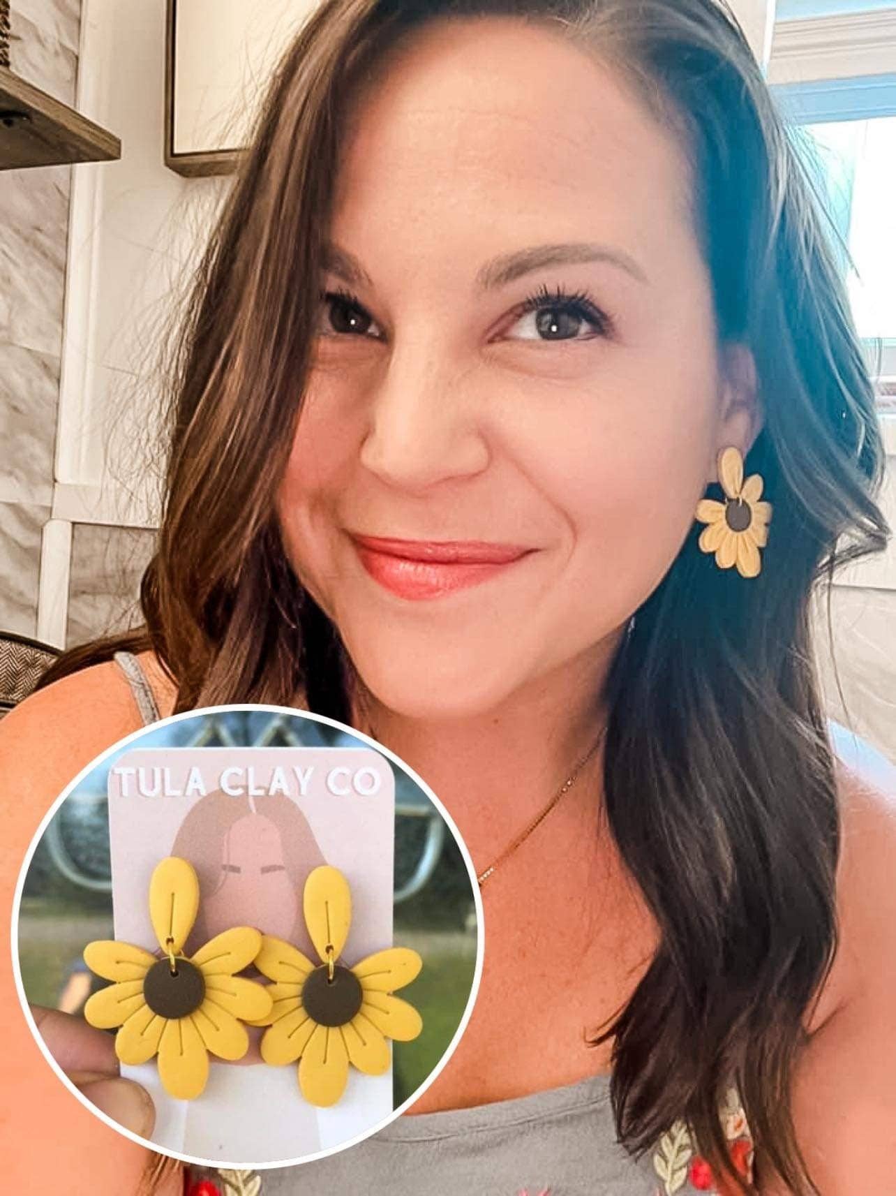 TuLa Clay Co - Vendita all'ingrosso Orecchini pendenti - Orecchini Sunflower Sara Clay1