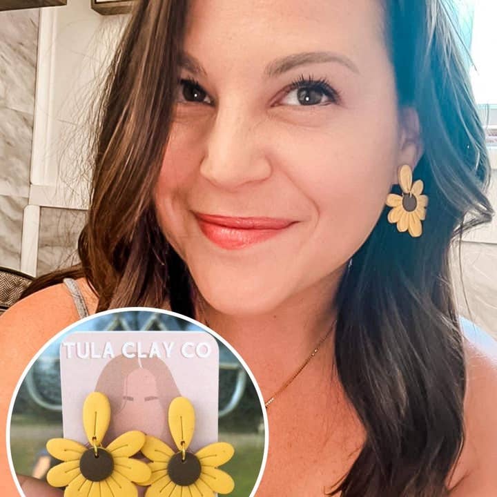 TuLa Clay Co - Vendita all'ingrosso Orecchini pendenti - Orecchini Sunflower Sara Clay1