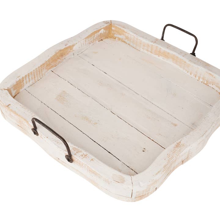 My Amigos Imports - Wholesale Decorative Tray - Bixby-Farmhouse-Wood Tray-Three Color Choices-15x15x4 inches