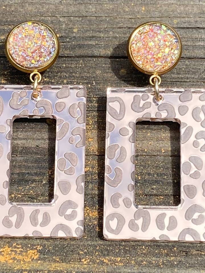 Leopard Luxe Mirror Earrings for wholesale by Sandy Lou Designs