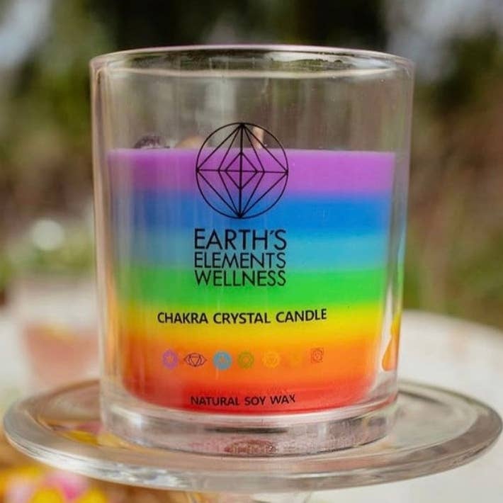Crystal Candle, 7 Chakra - pack of 6 for wholesale by Earths Elements Wholesale