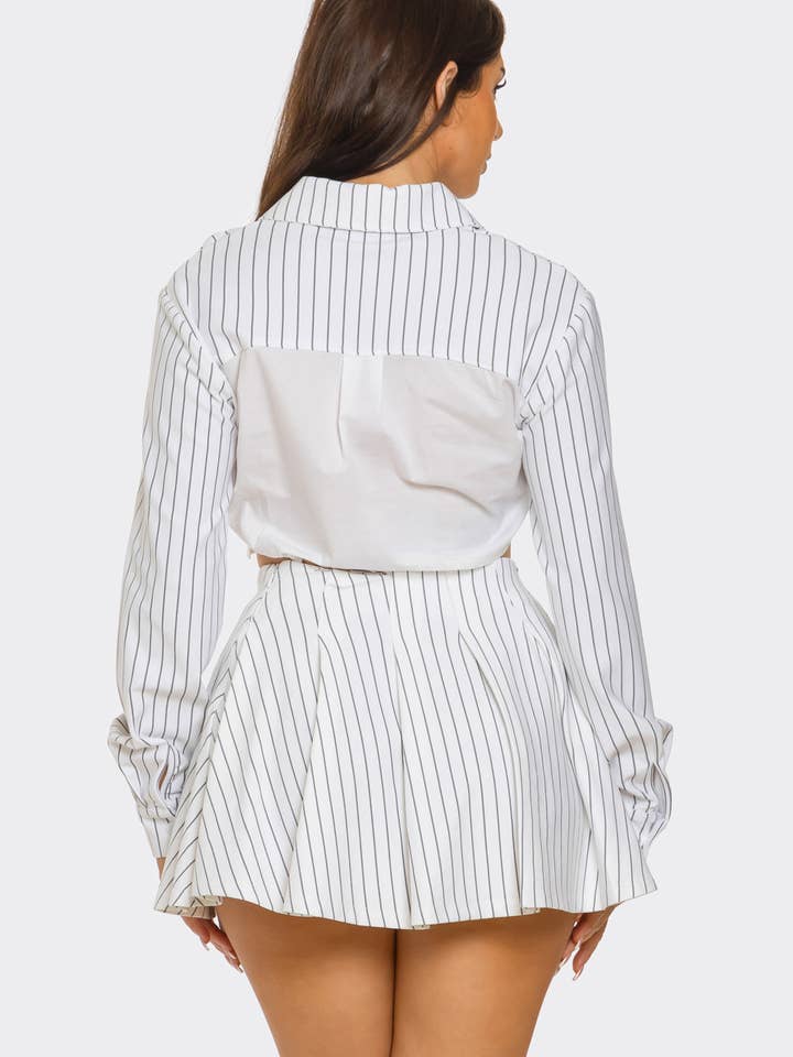 Julia by LoveJ - Wholesale Top & Skirt Set - Women's - Oversized Out Pocket Shirts Top And Skirt Set  2