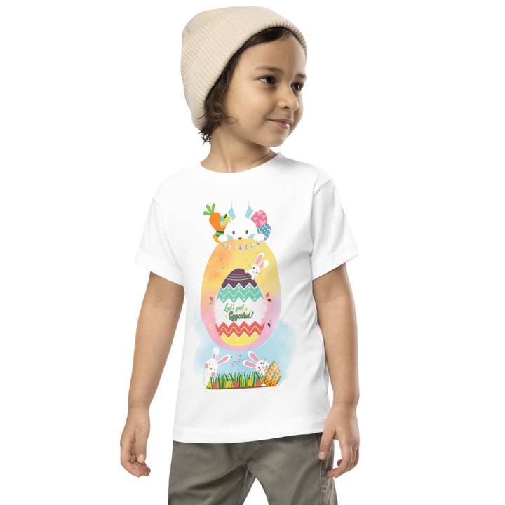 Charming Easter Eggs Bunnies — Camiseta de manga corta para niños pequeños para venta al por mayor de Jenuine Heartfelt Design