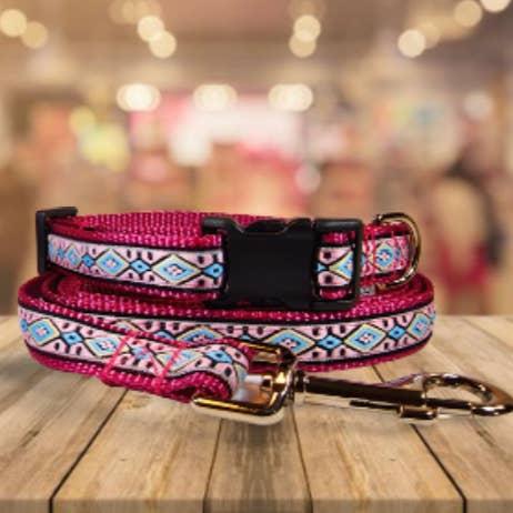 3/4" Pink Southwest Dog Collar, Leash, or Martingale for wholesale by Rocky Mountain Hound