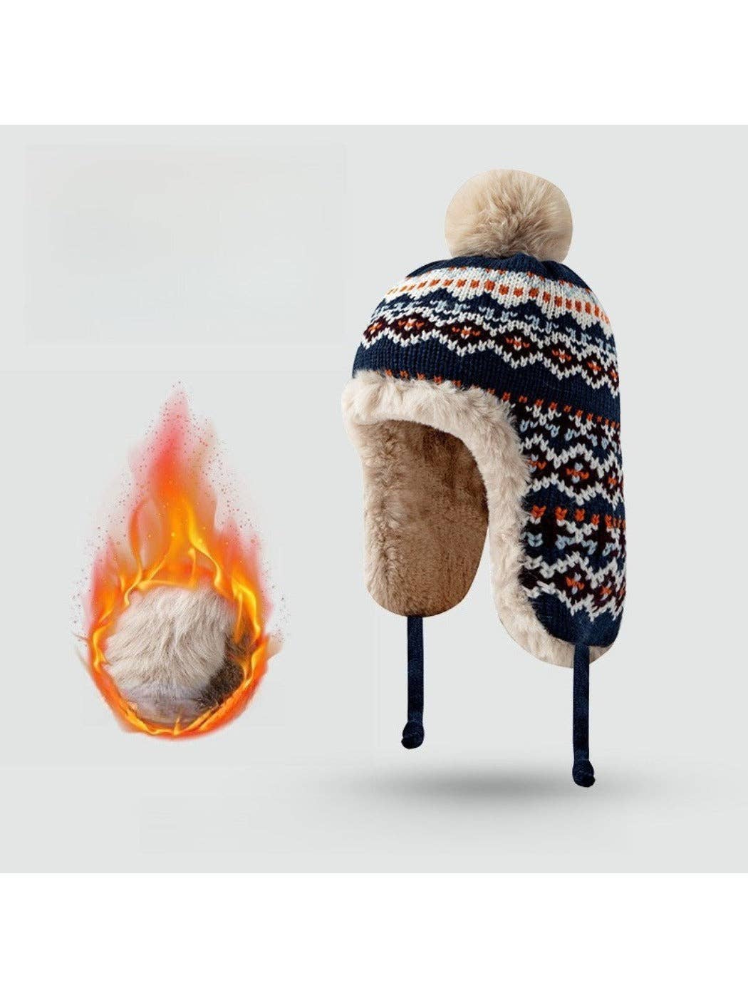 Funkyrel® Atzbranding Limited – wholesale Mössa - Dam – Haila - Jacquardmönstrad stickad mössa med öronlappar2