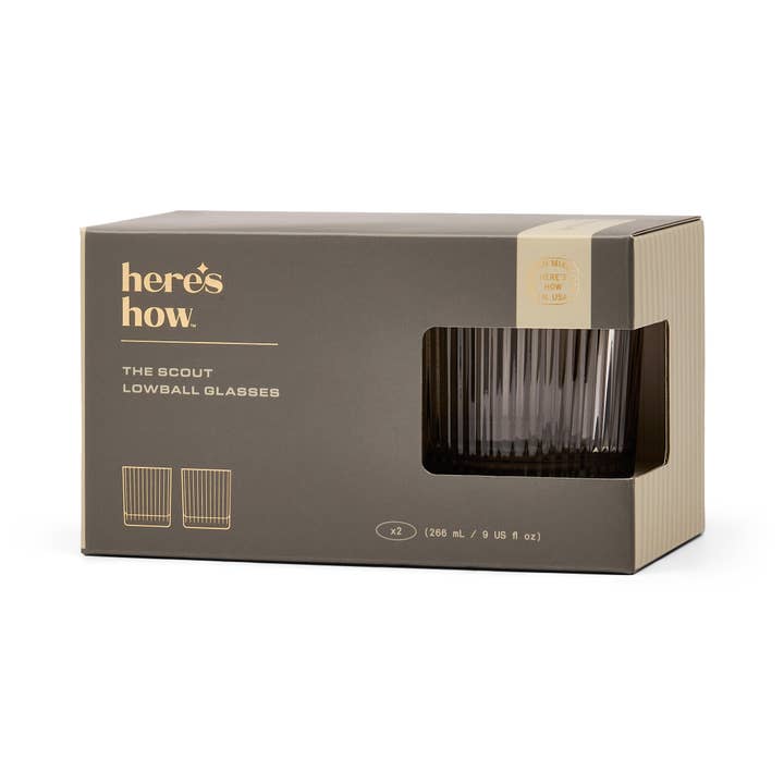 Designworks Collective – wholesale Cocktail/liquor glass – The Scout Lowball Glass - Set of 2 - Smoke