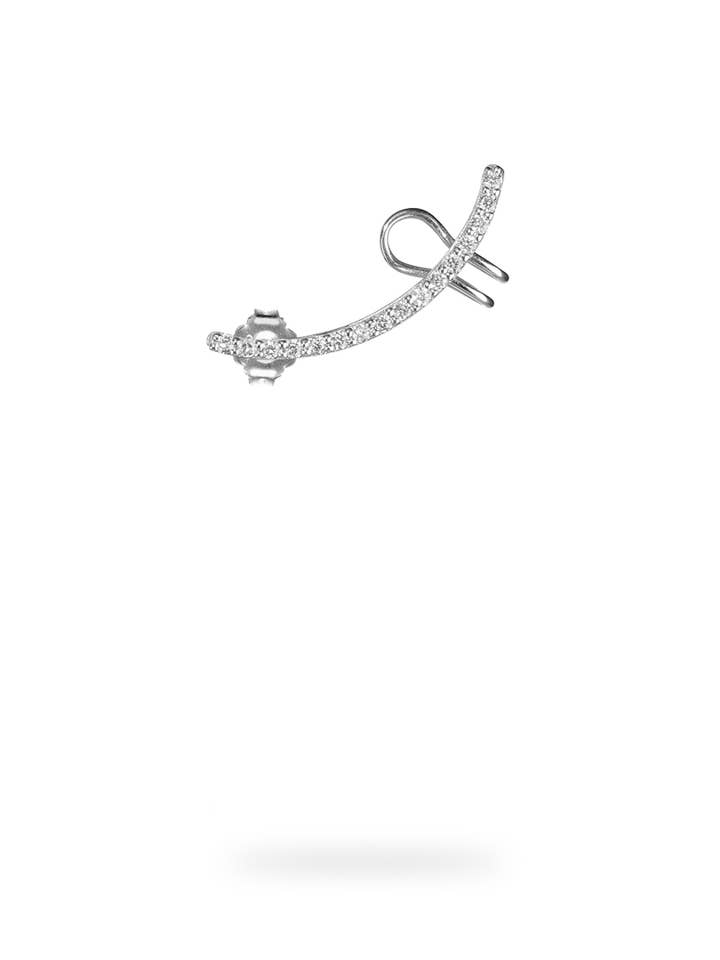 Victoria curve earring - white gold - white diamonds for wholesale by Lola SRL