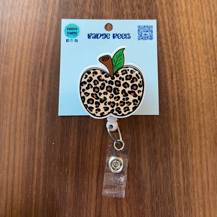 Cheetah Apple Badge Reel for wholesale by Katesy Things