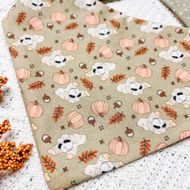 StellaLoo - Wholesale Pet Bandana - Dog - Fall Lamb Reversible Dog Bandana, Pumpkin Snap On Pet Scarfs2