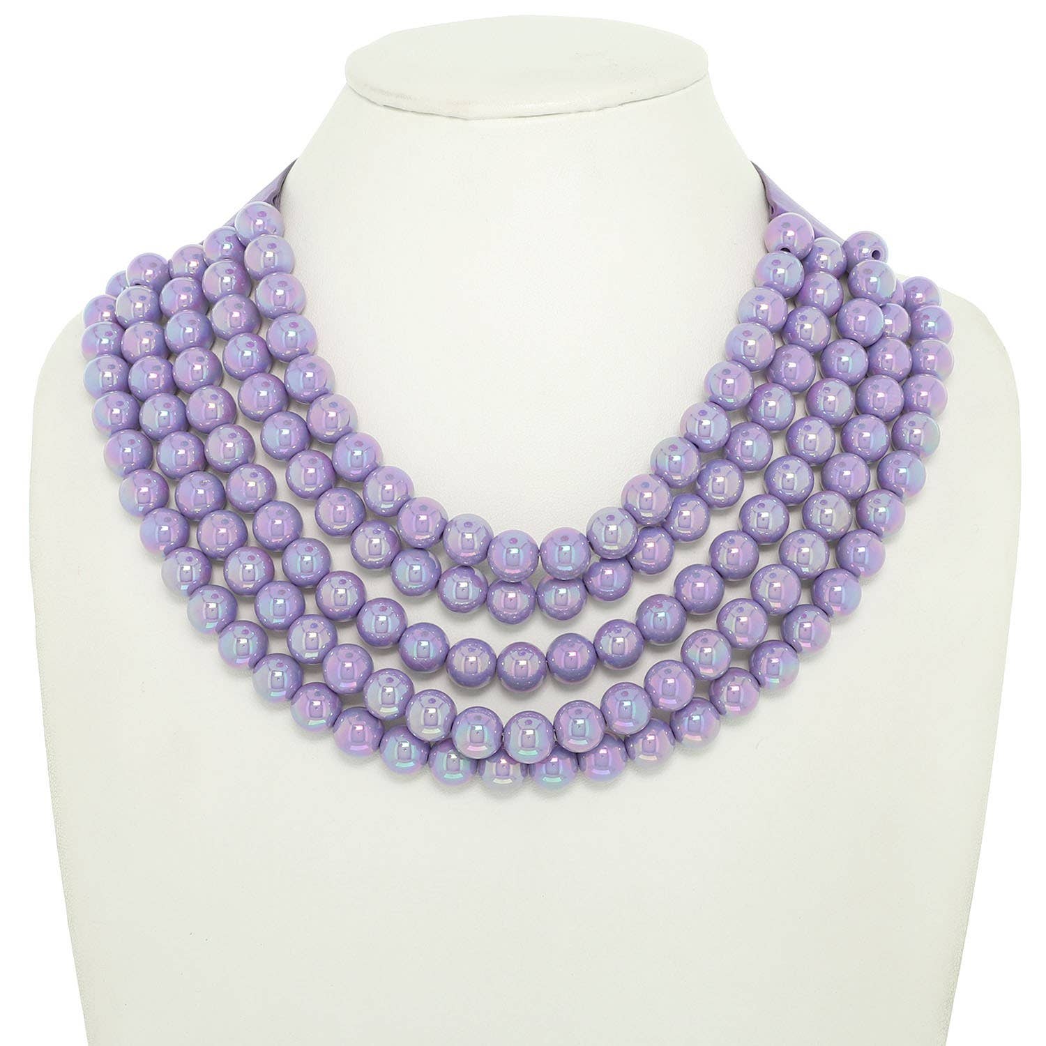 anbfashion - Wholesale Beaded/Pearl Necklace - BLING METALLIC COLOR BEADED NECKLACE FAUX LEATHER MAGNETIC5