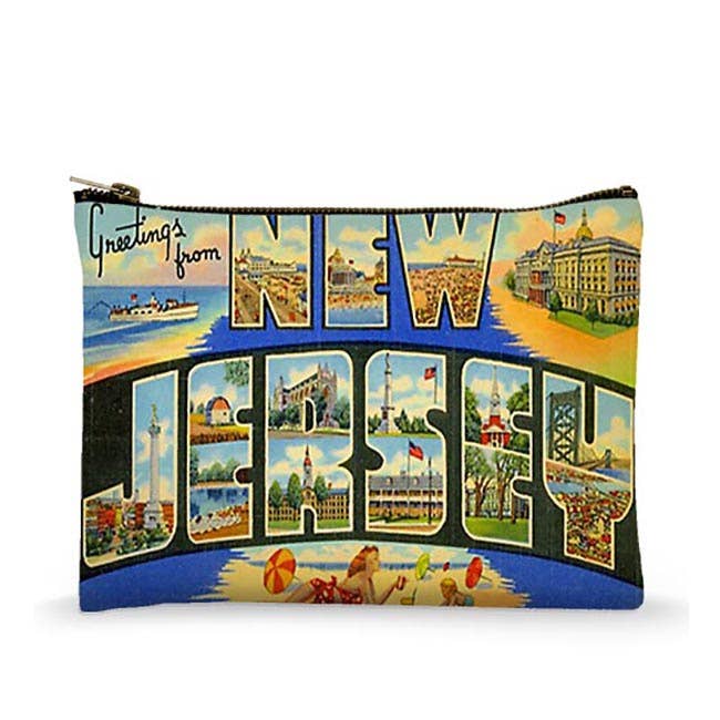 Borsa con cerniera, motivo: cartolina vintage del New Jersey per la vendita all'ingrosso da parte di Mariasch Studios