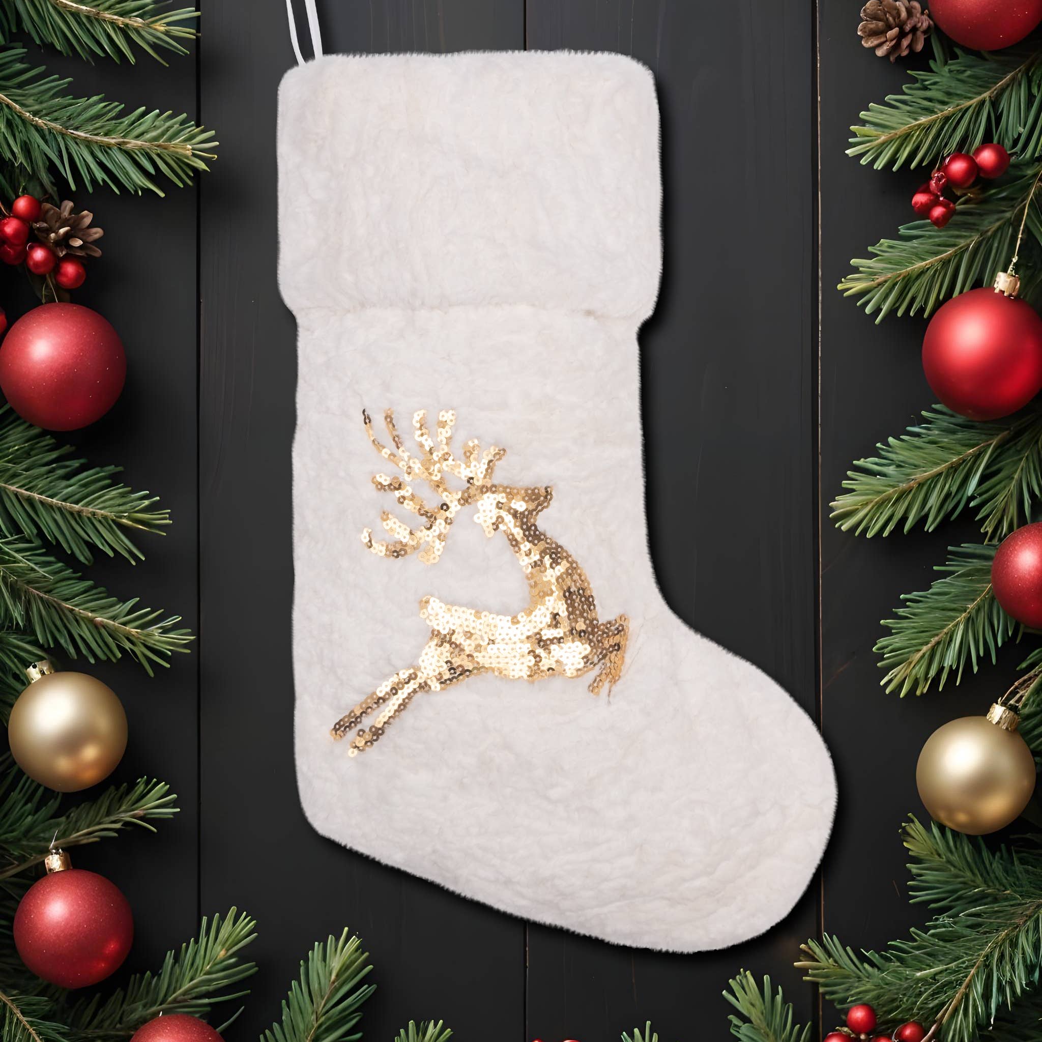 GEXWORLDWIDE - Wholesale Holiday Stocking - Luxurious Plush Gold Sequin Christmas Stockings2
