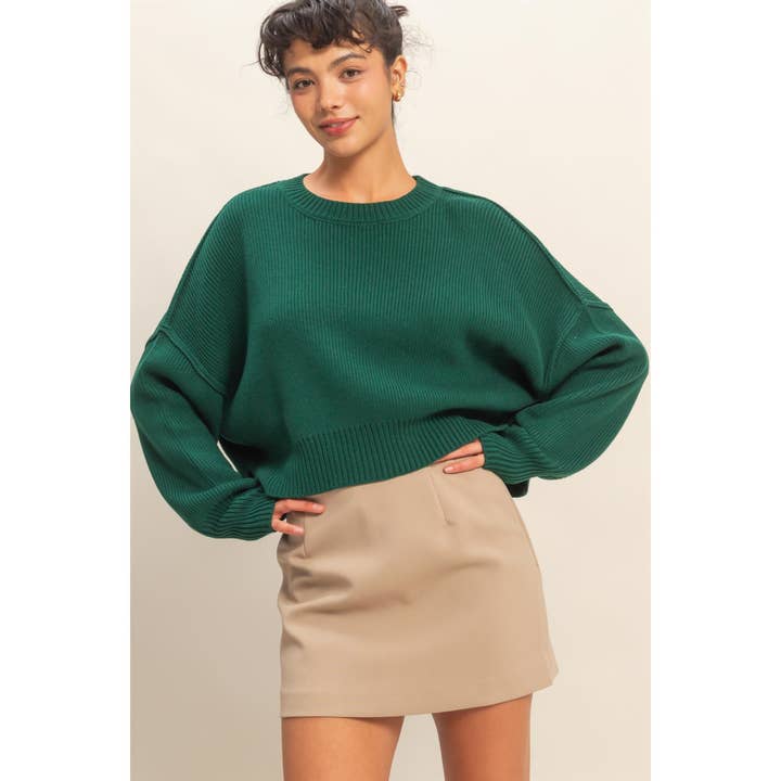 Double Zero - Wholesale Knit Sweater - Women's - Ribbed Knit Oversized Cropped Sweater18