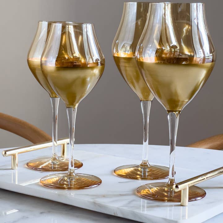 Alegria Glass - Wholesale Wine Glass - Miele Modern Gold Large Wine Glass