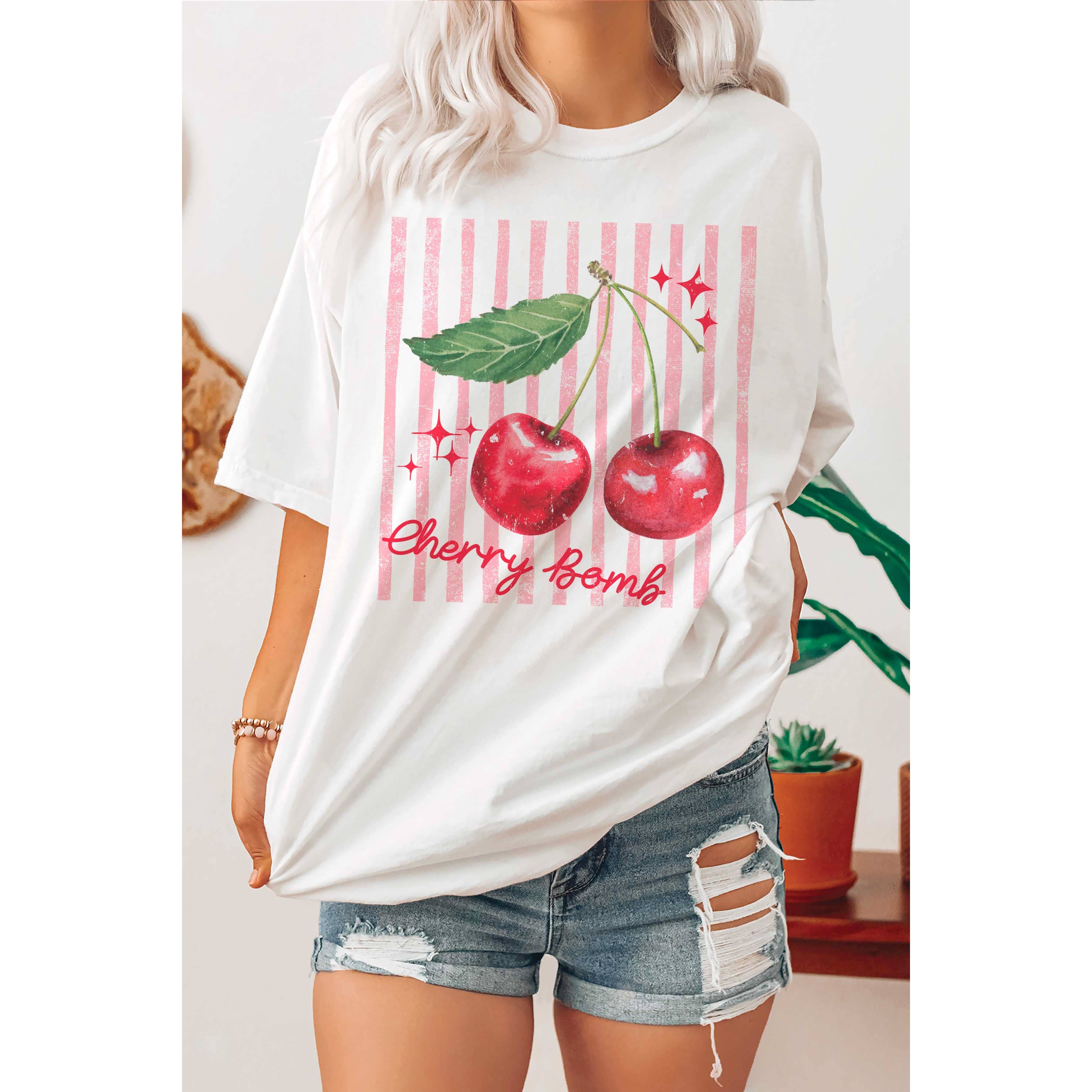 A. BLUSH CO - Wholesale T-Shirt (Graphic) - Women's - CHERRY BOMB Oversized Graphic Tee