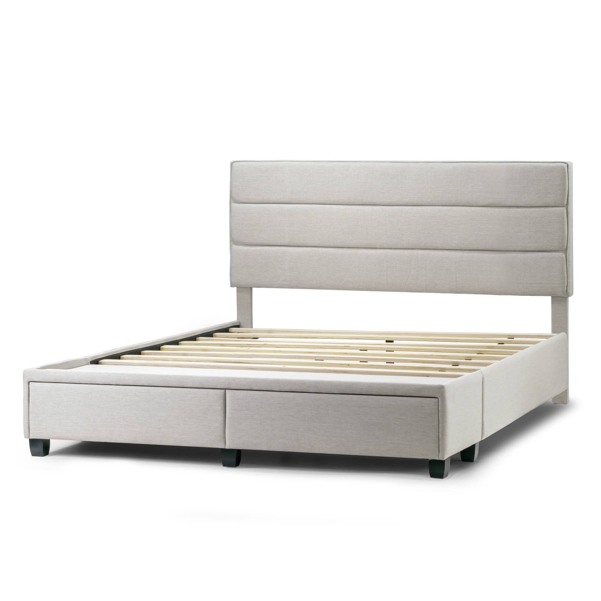 Glamour Home - Wholesale Bed - Arnia Beige Fabric Queen Captain's Bed with Storage Drawers5