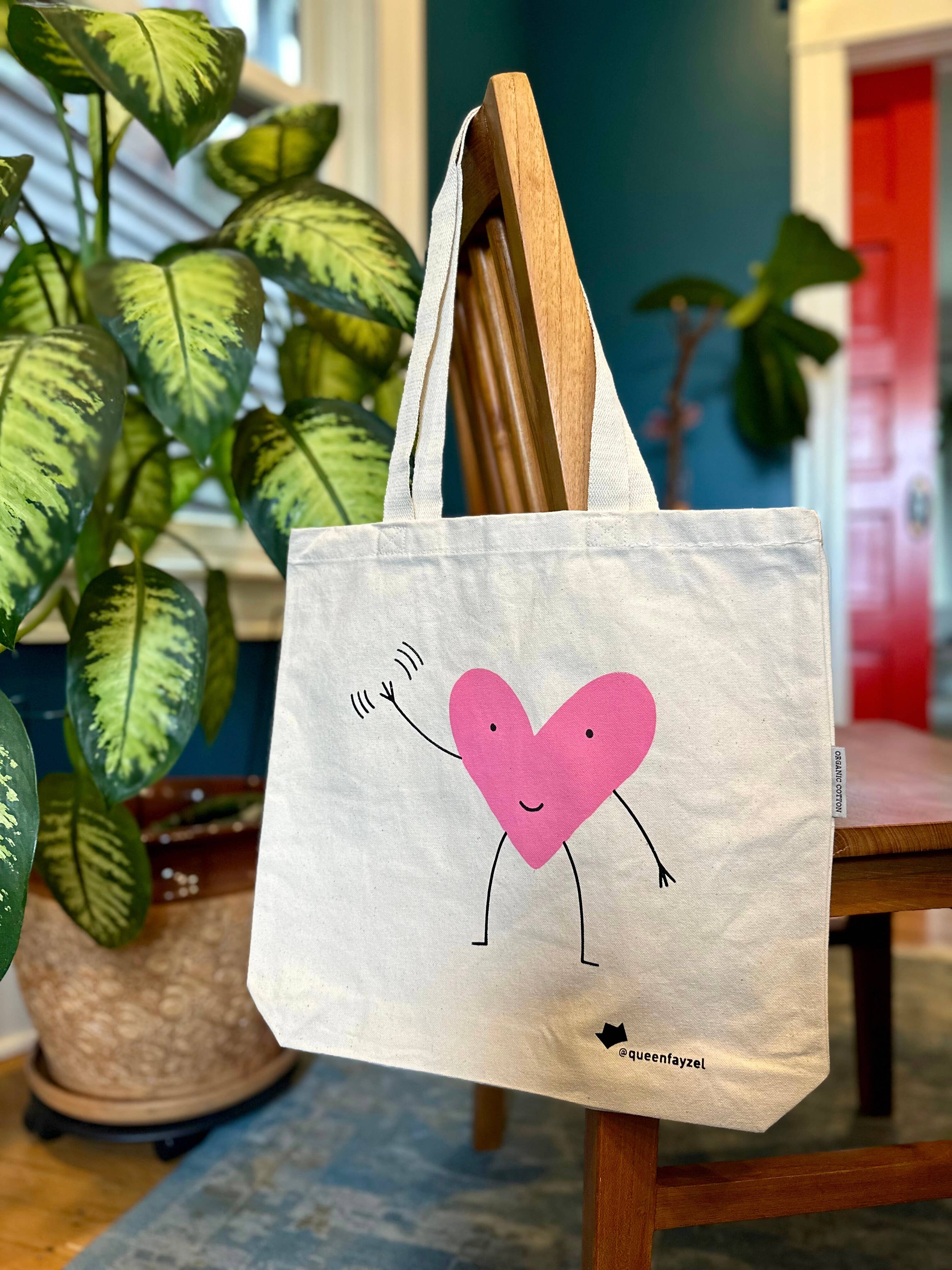 Queen Fayzel - Wholesale Tote Bag - Unisex - Heart Buddy Organic Canvas Tote Bag3