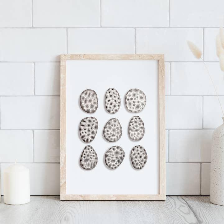 NorthHouse Creative Co. – wholesale Art print – Petoskey Stone Watercolor Art Print