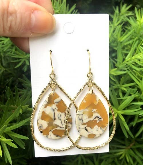 Baubles by B - Wholesale Dangle Earrings - Mustard Teardrop Chandelier Earrings1