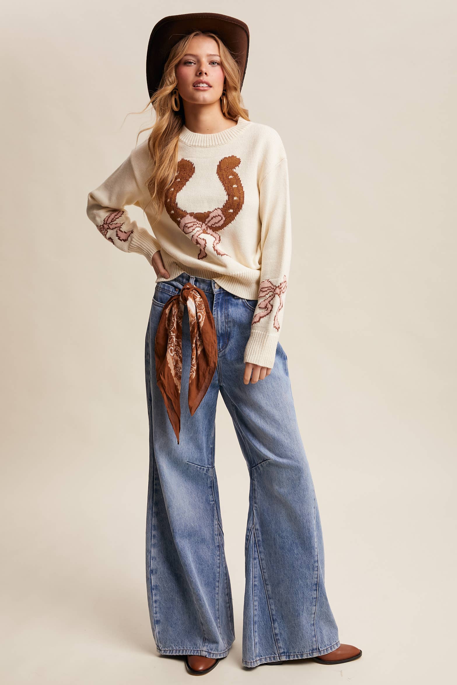 Listicle - Vente Pull en maille – femme - Pull en tricot à col en fer à cheval LSW103512