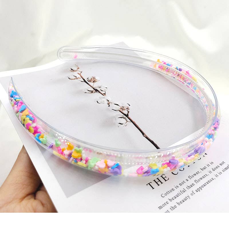 Little Trendy - Wholesale Hair Accessories Set - Kids - Girls cute Transparent Quicksand Sequin Teeth Hairband Hoops3