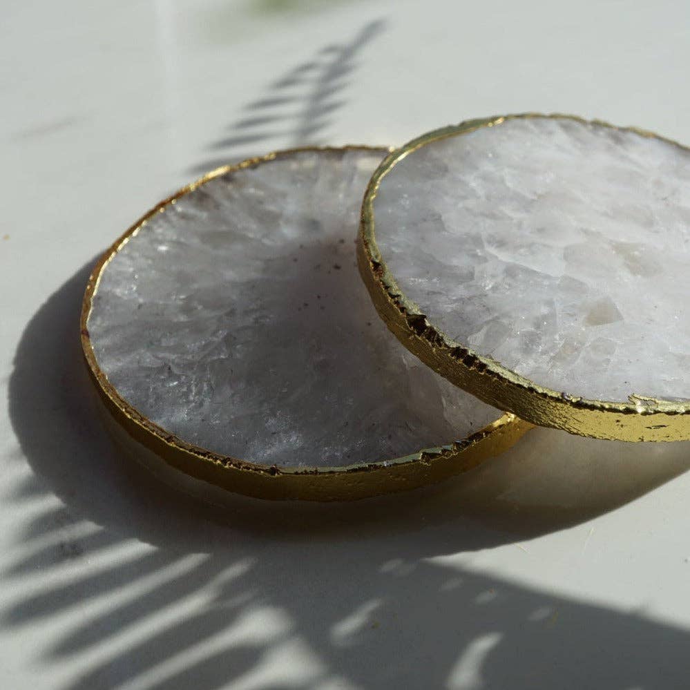 Nikita By Niki – wholesale Coasters – White Crystal Agate Coaster Set of 2 - 3 Colours2