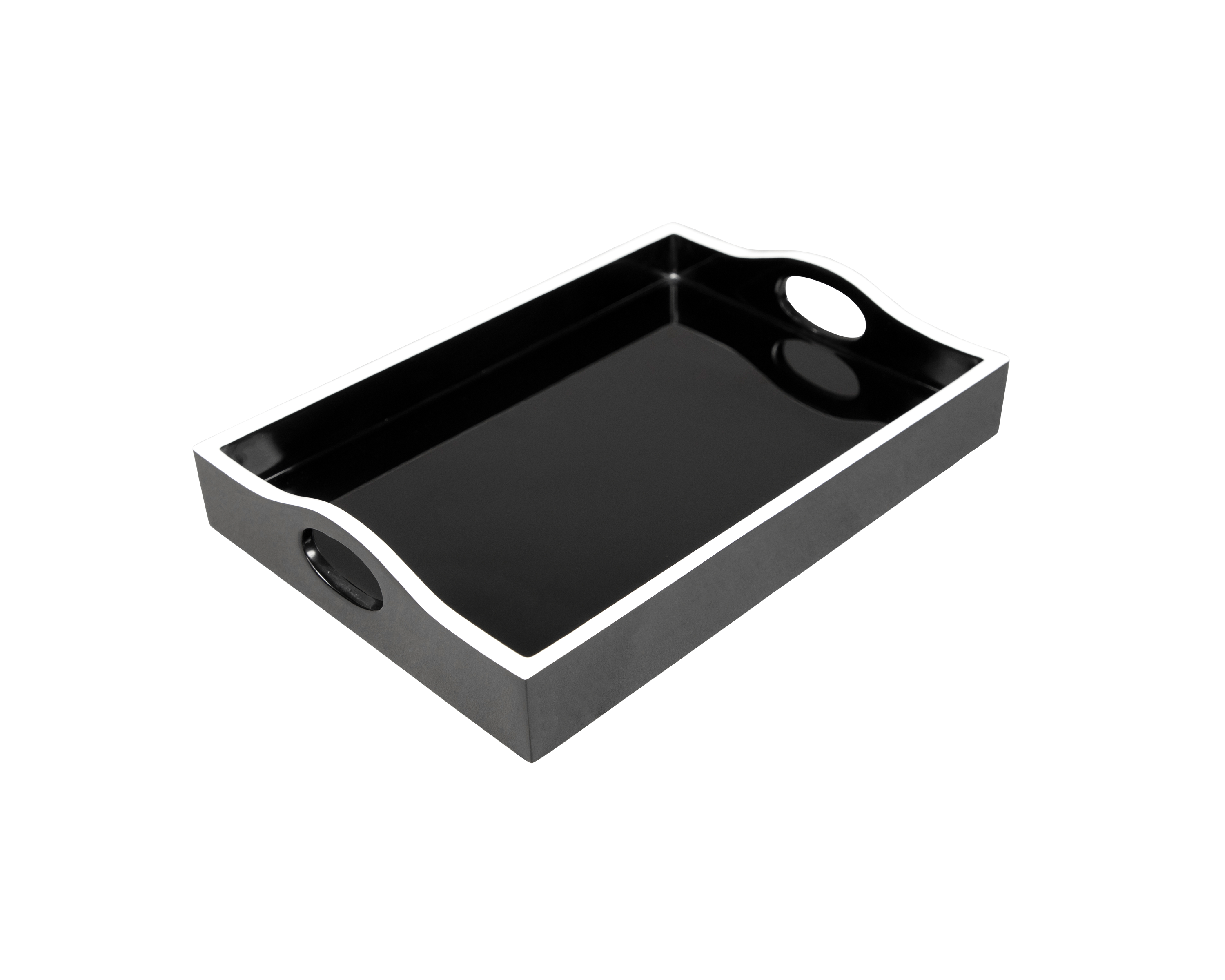 Pacific Connections - Wholesale Serving Tray - Black with White
 - Mini Bar Tray - L-3BWT0