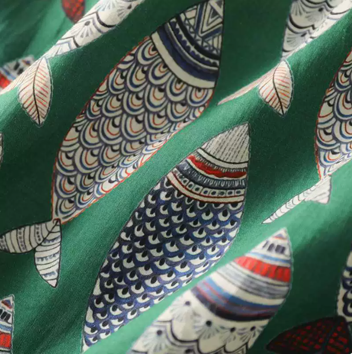 Vert Robe sans manches vintage de style chinois avec imprimé floral en vente sur Faire2