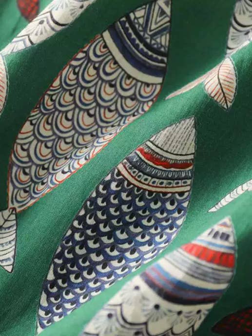 Vert Robe sans manches vintage de style chinois avec imprimé floral en vente sur Faire2